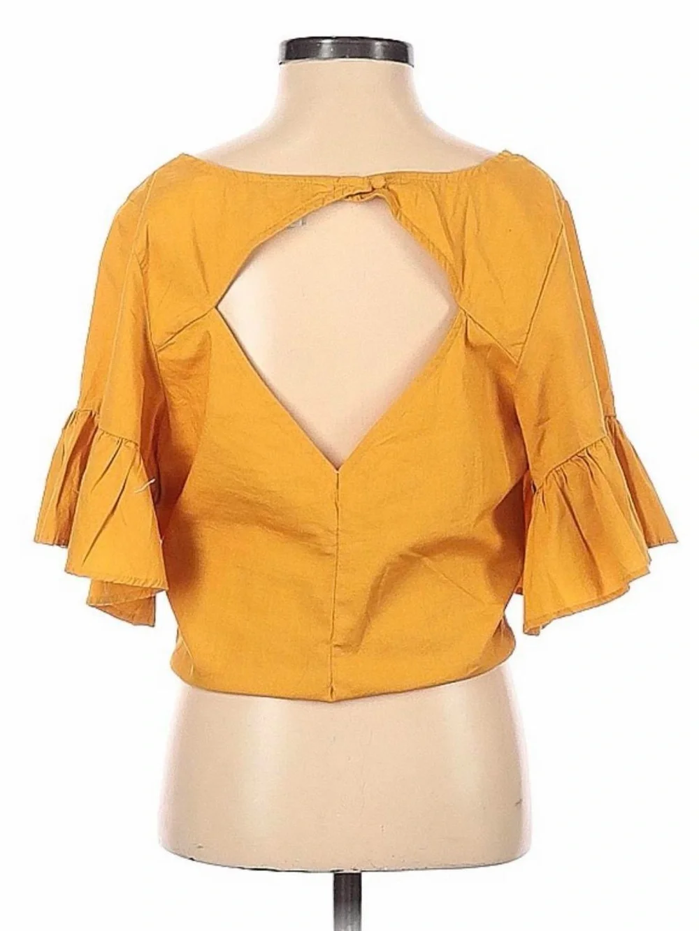 American Eagle Flutter Sleeve Crop Top Golden Yellow Size Medium Short